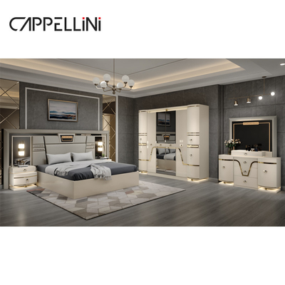 現代のクラシック キングサイズ レザーベッドセット ダブル・クイーン ロイヤル ルックス モダン 木製 Mdf フルベッドルームセット 家具