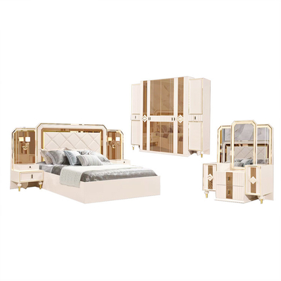 引出し木製MDF王の寝室セットが付いているSize Cappellini Villiaの純木のベッド