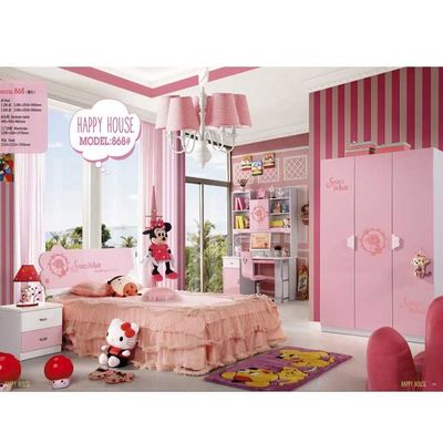 CabriniのKids Furniture 5pcsピンクの白人の子供の寝室セットの王女