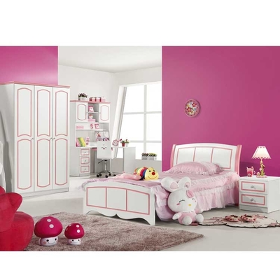 5mm MDFの純木の女の子の寝室の家具のピンクODM