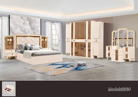 MDF PUの革家の寝室の家具のAshleyの小さい装飾のピンクは白いマットレスをフル セット