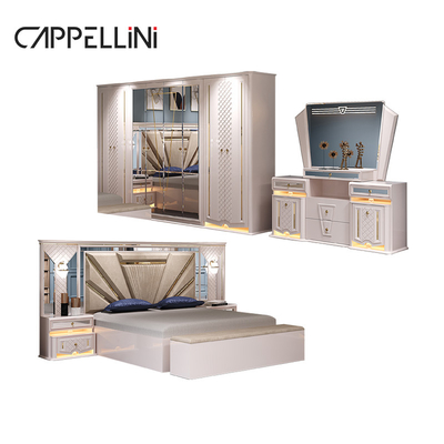モダンデザイン 木製枠 ダブルキングサイズ 高級ベッドセット ホーム クラシック 高級 木製 Mdf 寝室セット 家具
