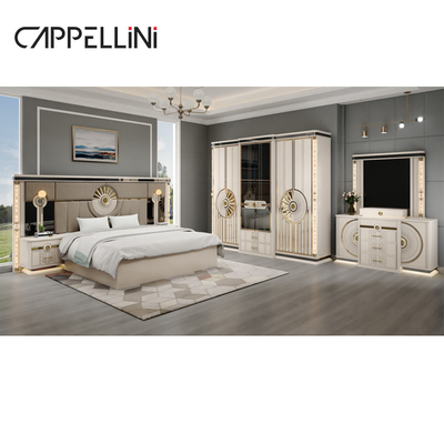 モダンな高級木製キングサイズ レザーベッドセット ダブルマスタールーム ホーム クイーン フル Mdf 木製寝室家具セット