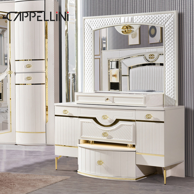 ホワイトホーム 木製 レザー クイーン ベッドセット ビラ マスタールーム 木製 キングサイズ Mdf モダン ルックス フルベッドルームセット 家具