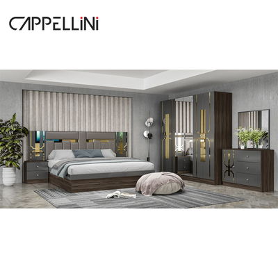 フォシャン 卸売価格 キングサイズ 木製革 ベッドルーム ホーム モダン 贅沢 安い フル Mdf ベッドルーム 家具セット