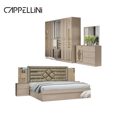 安い価格 クイーンサイズ 木製ヘッドボード モダン レザー ベッド ロム スイート ラグジュアリー キングサイズ Mdf フルベッドルーム 家具セット