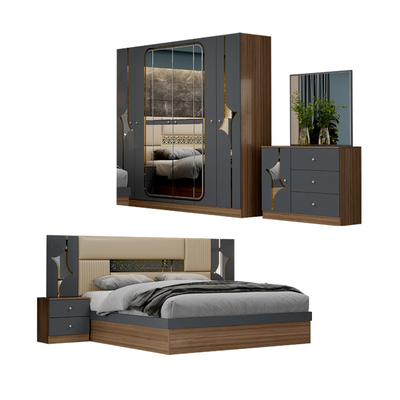 卸売 低価格 土耳其式 ダブルキングベッド 家庭用 木製枠 Mdf モダン 贅沢 フルサイズ ベッドルーム 家具セット