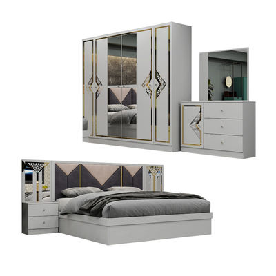 高品質の木製のフレーム モダン・キングサイズ ダブルベッド ホーム・スイート クイーン フル・ラグジュアリー トルコ製 木製寝室家具セット