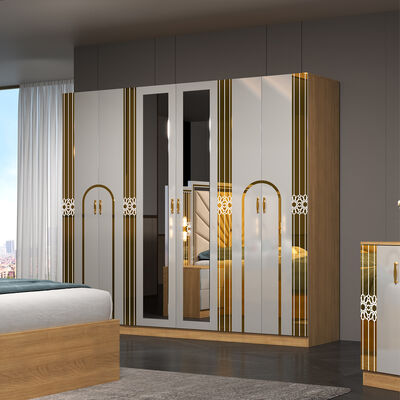 China Wholesale Cheap Wooden MDF king Size Bed Set 5 Pieces Double Room Modern Luxury Wood Frame Bedroom Sets Furniture