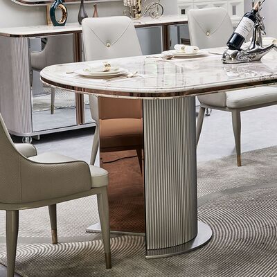 コンプリート 豪華 木製 食堂 セット 6人席 家具 豪華 大型 木製 モダン マルブル 食卓 セット 4 椅子