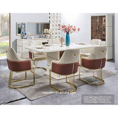 ホワイト モダン 豪華 食卓 セット 6 席 木製 食卓 家具 完成品 家具 木製 フレーム 食卓 セット 4 席