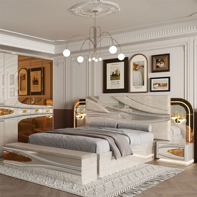 卸売モダン完全な高級寝室セット木製ダブルベッドルームトルコ王室木製フレームフルホーム寝室家具セット