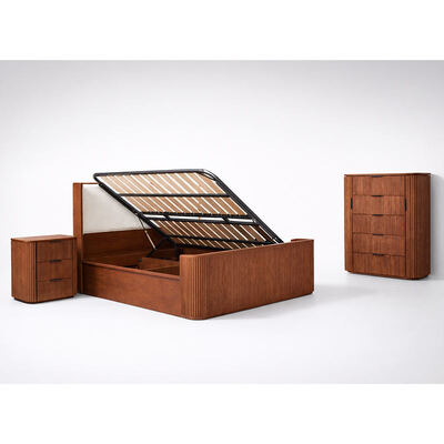 モダン マシッドウッド キングサイズ ベッドルーム セット ダブルベッド マスタールーム ホーム 収納 木造枠 完全な 高級 ベッドルーム 家具 セット