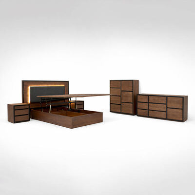 アメリカン シンプル マシッドウッド ベッドルーム セット 調整可能な ダブル ベッド 家庭 収納 木製 フレーム サイズ 完全な ベッドルーム 家具