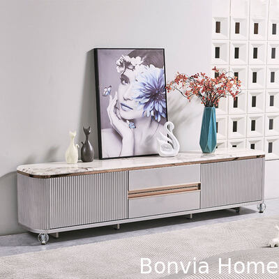 モダンデザイン 高級 木製テレビ スタンドホーム 家具 引き出し 収納 マルブル スレート トップ 大型 長い 木製 リビング テレビ キャビネット