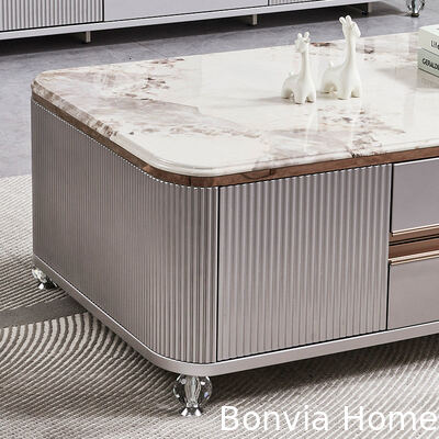 モダンラグジュアリー木製リビングルームセンターコーヒーテーブルホーム家具大型収納大理石スレートテレビスタンド＆コーヒーテーブルセット