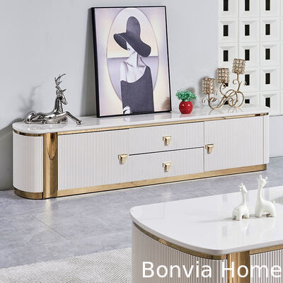 モダンな高級 木製テレビスタンドとコーヒーテーブルセット 家具 大型収納家 白色センター 木製 リビング カフェテーブル