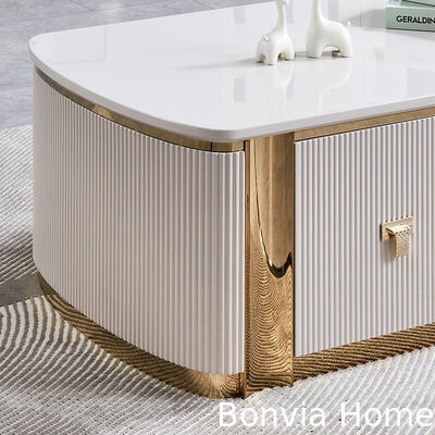 モダンな高級 木製テレビスタンドとコーヒーテーブルセット 家具 大型収納家 白色センター 木製 リビング カフェテーブル