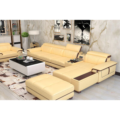 Modern Villa Modular L Shape Living Room Sofa Set Home Furniture Leisure Corner Luxury Leather Sectional Sofa