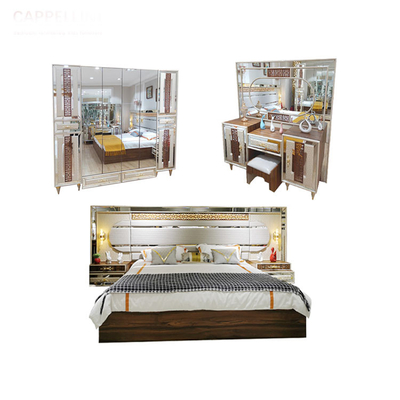 Size Mirrored王の寝室セットの家具5pcs ODM OEM